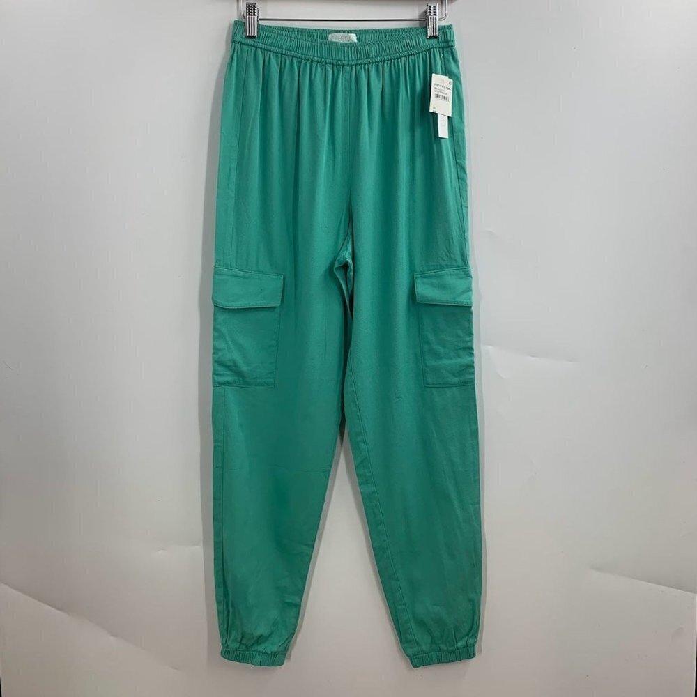 Abound Women's Elastic Waist Pull-On Cargo Jogger Pants Green Marine Size XS NWT